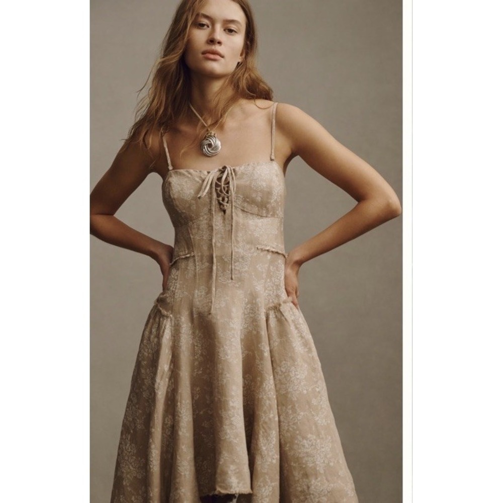 By Anthropologie Corset Seamed Mini Dress Floral Fairy Whimsical Bohemian Size M - Picture 3 of 16